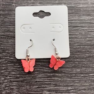 Flamingo Pink Butterfly Earrings